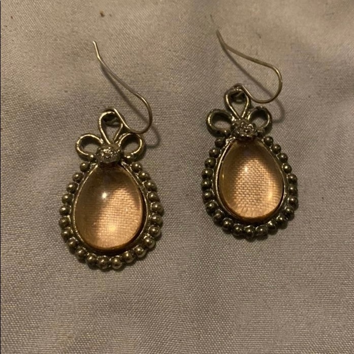 Vintage Style Peach Quartz Drop Earrings